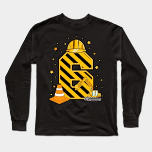 Six 6yr 6th Birthday Construction Outfit Boy 6 Years Old Long Sleeve T-Shirt